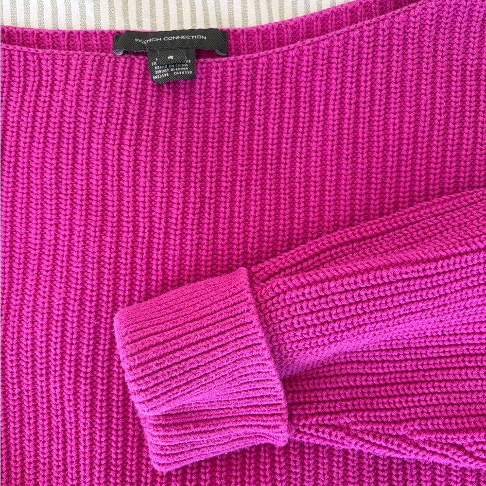 Womens Vintage Fuchsia Knit Sweater - Picture 2 of 3
